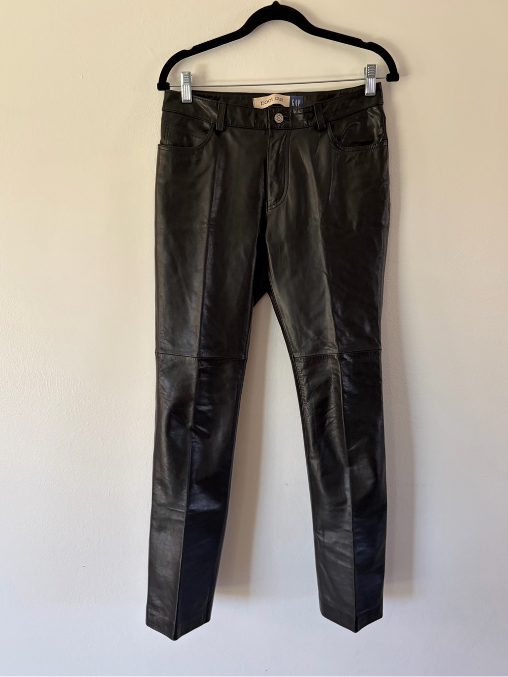 GAP Vintage‎ Black Boot Cut Genuine Leather Pants Size 4